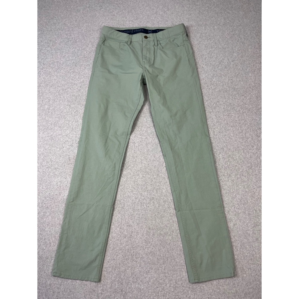 Vineyard Vines On The Go Pants Mens 30x34 Green Straight Leg Chino Performance